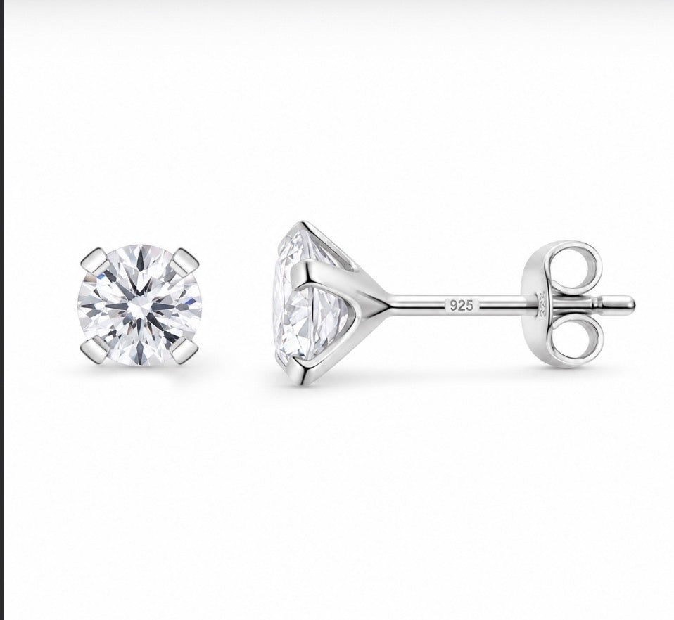 Boucles d’Oreilles Puces Luxe en Argent 925 & Zirconium 2 mm – Esmée